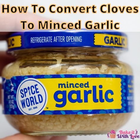 Working on a recipe and need to know the cloves to minced garlic conversion, or vice versa - it's all here, plus additional garlic substitutes! I've included everything you need to swap out fresh garlic for jarred, minced garlic and more! BakeItWithLove.com #bakeitwithlove #mincedgarlic #garlic #cloves #conversion Garlic Conversion Chart, How Much Minced Garlic Equals A Clove, Minced Garlic Equals How Many Cloves, Homemade Minced Garlic, What To Do With Garlic Cloves, How To Make Minced Garlic, Minced Garlic How To, How To Mince Garlic, Diy Minced Garlic