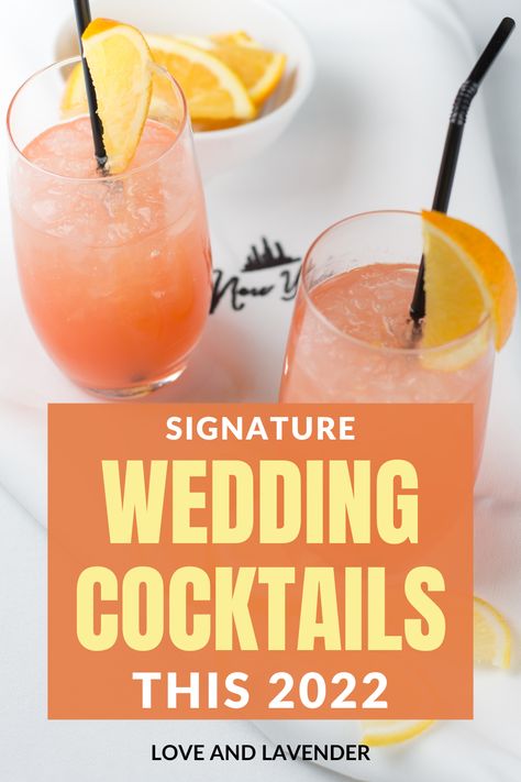 Pre Made Cocktails For Wedding, Drinks For A Wedding Receptions, Popular Signature Drinks Wedding, Premade Cocktails Wedding, Big Batch Cocktails Wedding, Mixed Drinks For Wedding Receptions, Vodka Wedding Signature Drinks, Gin Signature Cocktail Wedding, Bride Cocktail Drinks