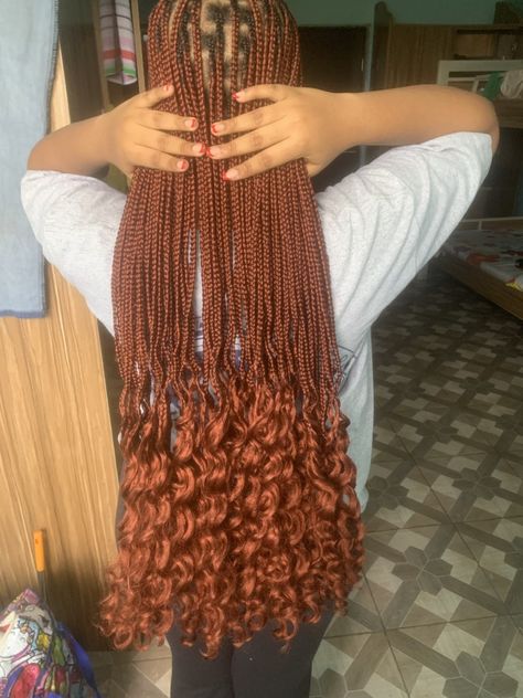 Colour 350 Knotless Braids With Curls, Cooper Box Braids, Ginger Coloured Braids, Braids Inspo Color, Colour 35 Braids, Colour 350 Knotless Braids, Colour 350 Braids, Color 350 Braids, Coloured Knotless Braids