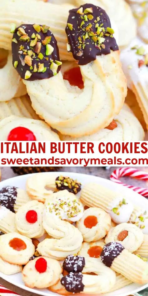 Italian Butter Cookies Recipe - Sweet and Savory Meals Italian Amaretto Butter Cookies, Struffoli Recipe Italian Easy, Italian Vanilla Cookies, Italian Cookies Traditional, Italian Pastry Recipes, Long Cookies, Sicilian Cookies, Cookies Recipe Video, Gift Bread