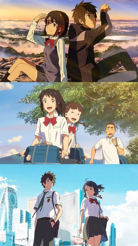 Mitsuha And Taki, Kimi No Na Wa Wallpaper, Your Name Wallpaper, Anime Scenes, Personajes Studio Ghibli, Your Name Anime, Japanese Cartoon, Dessin Adorable, Japanese Animation