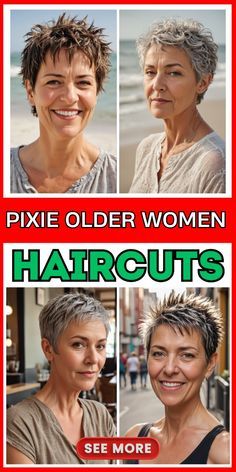 Looking for the best pixie haircuts for older women with gray hair? Check out modern and sophisticated styles that add a youthful touch. Learn how to care for your pixie cut and keep it looking fabulous. Pixie Cuts For Older Women, Women With Gray Hair, Funky Pixie Cut, Pixie Haircut Tutorial, Gray Hair Pixie Cuts, Choppy Pixie Cut, Haircuts For Older Women, Funky Short Hair, Pixie Cut With Undercut