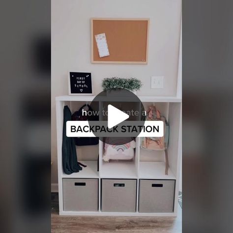 Back to school organization - Backpack Storage! Finally a space for al... | backpack station at home | TikTok Backpack Station At Home, Organization Backpack, Backpack Station, Back To School Organization, Backpack Organization, Backpack Storage, School Organization, First Day Of School, School Stuff