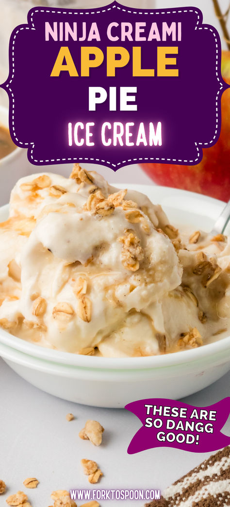 Ninja Creami ice cream with apple Ninja Creami Apple Pie Ice Cream captures the essence of your favorite dessert in a delightful frozen treat! Smooth and creamy, it’s packed with sweet apple and caramel flavors. Whether served alongside your favorite apple dessert or enjoyed on its own, this easy-to-make apple ice cream is sure to become a family favorite! Ninja Creami Caramel, Ninja Creami Ice Cream Recipes Apple Pie, Apple Pie Ninja Creami, Ninja Creami Recipes Vanilla, Ninja Creami Apple Pie Ice Cream, Fall Ninja Creami Recipes, Ninja Creami Gelato Recipe, Ninja Ice Cream Recipes, Ninja Ice Cream