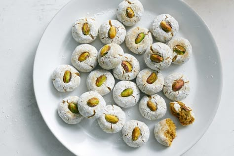 Pistachio-Almond Cookies Recipe Shelled Pistachios, Passover Desserts, Almond Meal Cookies, Pistachio Cookies, Gingerbread Latte, Small Food Processor, Healthier Recipes, Nyt Cooking, Cooking Guide