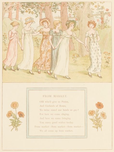 Marigold Garden, Kate Greenaway, Childrens Books Illustrations, Royal Academy Of Arts, Vintage Botanical Prints, Garden Pictures, Fairytale Art, Green Gables, New York Public Library