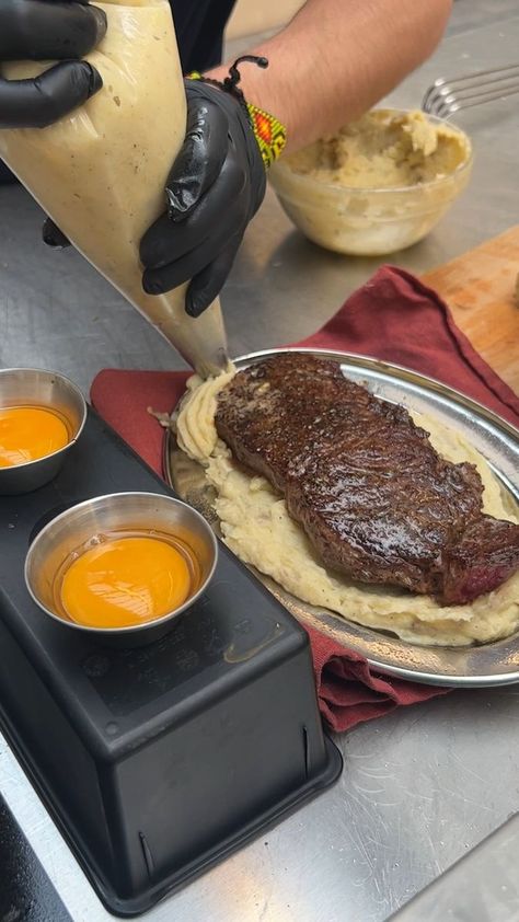 Duchess Ribeye Delight | Duchess Ribeye Delight! One bite & you'll be hooked for life 🥔🥩 | By Chefclub Network Chefclub Network, Crunchy Potatoes, Steak Frites, Juicy Steak, On A Stick, First Bite, A Stick, French Fries, For Life