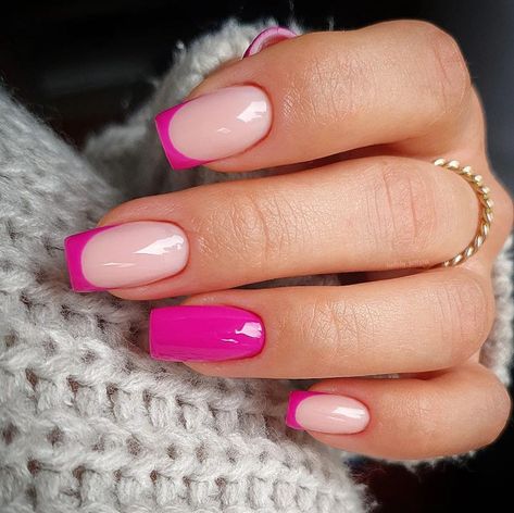 pink nail ideas Nails 2023 Trends Hot Pink, Hot Pink Acrylic Nails Designs Summer, Nails 2023 Trends Summer Pink, Light And Dark Pink Nails, Nails 2023 Trends Pink, Cute Pink Nails Design, Bright Pink Summer Nails, Hot Pink Nail Ideas, Barbiecore Nails