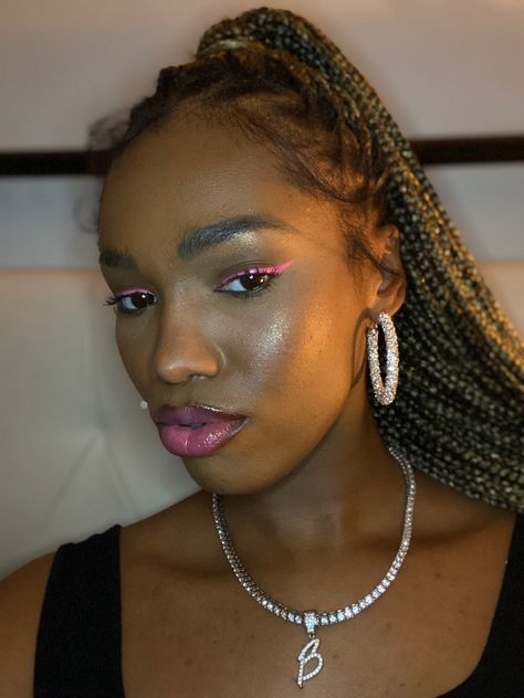 Black girl pink liquid eyeliner makeup #brittanymariesafford Pink Water Line Makeup, Pink Liquid Eyeliner, Pink Eyeliner Looks Black Women, Pink Eyeliner, Birthday Plans, Eyeliner Black, Pink Bottom, Graphic Liner, Makeup Aesthetic