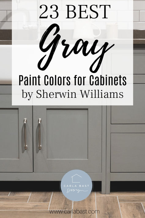 Check out my BEST Gray Paint Colors for Cabinets! gray paint colors, warm gray, cool gray, dark gray, dark grey, cool grey, green undertones, sherwin williams repose gray, greige paint color, best gray paint color, gray kitchen cabinets, light gray, light grey, gray kitchen, gray kitchen, gray cabinets, gray cupboards, grey cupboards, gray paint colors, gray kitchen cabinets painted, grey kitchen cabinets gold handles, gray cabinets black handles, gray kitchen white walls Gray Furniture Paint Color, Best Gray For Bathroom Cabinets, Kitchen Cabinet Color Ideas Grey, Sherwin Williams Amazing Gray Cabinets, Mindful Grey Kitchen Cabinets, Kitchen Cabinet Color Ideas For Small Kitchens, Sherwin Williams Wall Street Cabinets, Amazing Gray Kitchen Cabinets, Sw Unusual Gray Cabinets