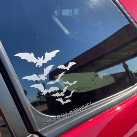 Bat Car Accessories, Goth Car Stickers, Goth Car Interior Decor, Spooky Car Accessories, Goth Car Decals, Goth Car Accessories, Its Freaking Bats, Goth Car Interior, Spooky Decals