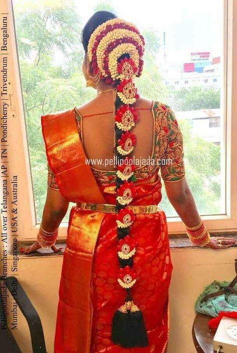 Jada Designs, Floral Braid, South Indian Hairstyle, Rose Garland Wedding, Jadai Billai, Hairstyle Indian, Poola Jada, Bridal Hairstyle Indian Wedding, Hair Style On Saree