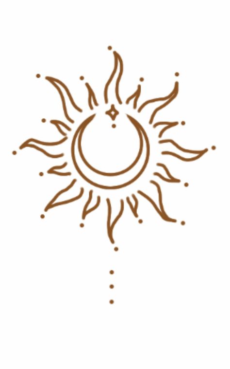 Moon And Sun Henna, Moon Simple Tattoo, Fine Line Sun And Moon Tattoo, Sun And Moon Drawing Simple, Sun Star Moon Tattoo, Boho Sun Tattoo, Sonne Mond Tattoo, Simple Sun And Moon, Azalea Tattoo