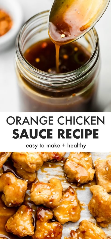 the best orange chicken sauce recipe! So easy and paleo, gluten free, and dairy free! Orange Chicken Sauce Recipe, Best Orange Chicken, Paleo Orange Chicken, Gluten Free Orange Chicken, Spicy Orange Chicken, Orange Sauce Recipe, Orange Chicken Sauce, Chicken Sauce Recipes, Chicken Sauce