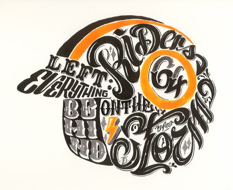 Helmet 64 by Daniele Tozzi, via Behance Typographic Artwork, Motorcycle Artwork, Riders On The Storm, Typographic Art, Font Inspiration, Typography Letters, Typography Inspiration, Typography Fonts, Letter Art