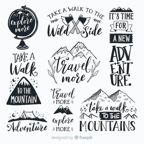 Person Silhouette, Draw Logo, Outdoor Logos, Adventure Logo, Adventure Design, Kids Background, Small Drawings, Lettering Styles, Mountain Designs