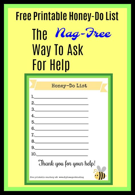 Honey Dukes Free Printable, Honey Do List Printable, Honey Do, Honey Do List, Ask For Help, Bumble Bee, Honey, Free Printables