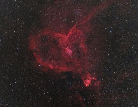 This heart-shaped cloud of cosmic gas and dust is called the "Heart Nebula," or IC 1805. It lies about 7,500 light-years from Earth in the constellation Cassiopeia. Carl Sagan Cosmos, Nebula Marvel, Nebula Tattoo, Rosette Nebula, Nebula Wallpaper, Carina Nebula, Star Formation, Orion Nebula, Hubble Space