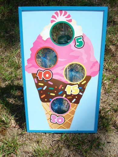 Great ice cream party game. Birthday party for kids. Ice Cream Bean Bag Toss, Candy Land Theme Party Games, Ice Cream Birthday Party Ideas, Ice Cream Party Games, Party Games Kids, Ice Cream Birthday Party Theme, Ice Cream Social Party, Candyland Theme, Ice Cream Party Theme