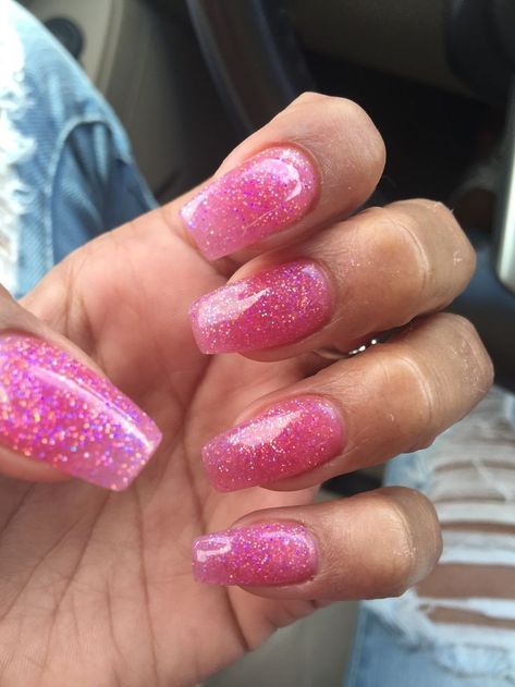 Pink Sparkle Nails, Pink Sparkly Nails, Purple Glitter Nails, Glitter Rosa, Pink Glitter Nails, Simple Acrylic Nails, Orange Glitter, Sparkle Nails, Purple And Orange