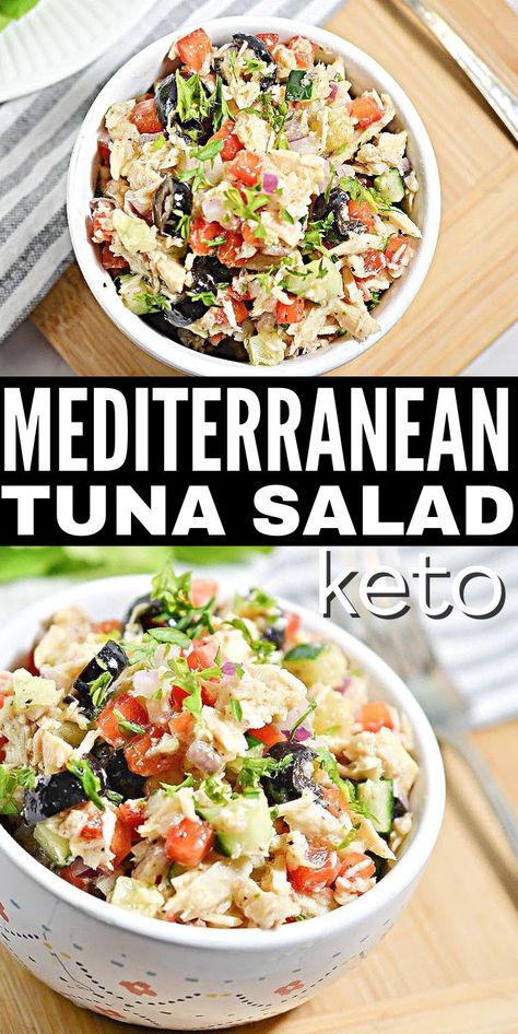 Healthy Tuna Recipes, Keto Tuna Salad, Salad Options, Mediterranean Tuna, Mediterranean Tuna Salad, Healthy Tuna Salad, Canned Tuna Recipes, What Is Healthy Food, Mediterranean Diet Recipes Dinners