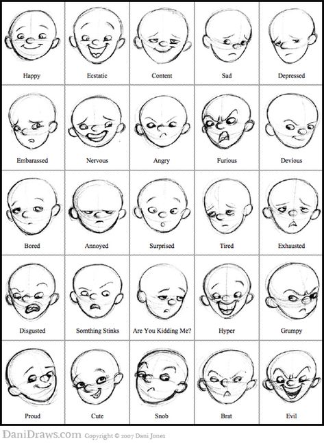 Cartoony Facial Expressions Reference Sheet 2 Writing Comics, Different Expressions, 얼굴 그리기, Art Teaching, Drawing Expressions, Poses References, Cartoon Faces, Design Drawings, Face Expressions