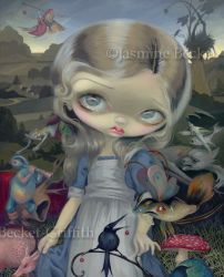 Alice in a Bosch Wonderland by jasminetoad Alice In Wonderland Drawings, Jasmine Becket Griffith, Big Eyes Art, Fairy Pictures, Goth Decor, Magical Art, Fairy Art, Care Bears, Whimsical Art