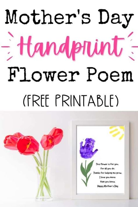 Mothers Day Gifts Toddlers, Handprint Flower, Mothers Day Crafts Preschool, Handprint Poem, Mothers Day Cards Craft, Flower Poem, Easy Mother's Day Crafts, Mother's Day Printables, Mother's Day Projects