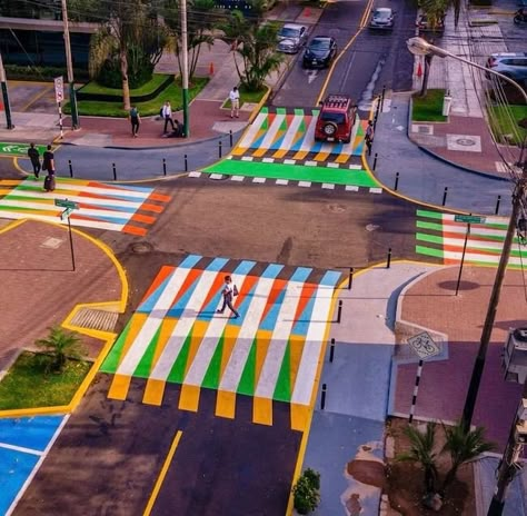 Lima's Crosswalks — Colour Studies Graffiti Images, Streetscape Design, Urban Intervention, Best Graffiti, Public Space Design, Street Painting, Best Street Art, Murals Street Art, Street Design