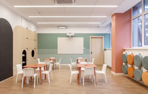 » Hello BABY Children’s Center by SVOYA Studio Kindergarten Interior, Classroom Interior, Tuition Centre, Kindergarten Design, School Interior, Interior Design Concepts, Residential Complex, Education Design, Classroom Design