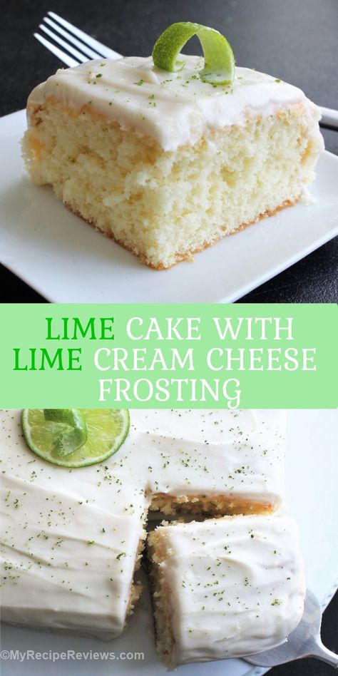 Lime cake with tangy lime cream cheese frosting.  Sprinkled with lime zest with a lime twist on top. Key Lime Cake With Key Lime Cream Cheese Frosting, Key Lime Butter Cake, Gluten Free Lime Cake, Key Lime Cake With Cream Cheese Frosting, Recipes Using Fresh Limes, Lime Cake Recipe Easy, Key Lime Cake Recipe From Scratch, Lemon Lime Cake Recipe, Key Lime Layer Cake