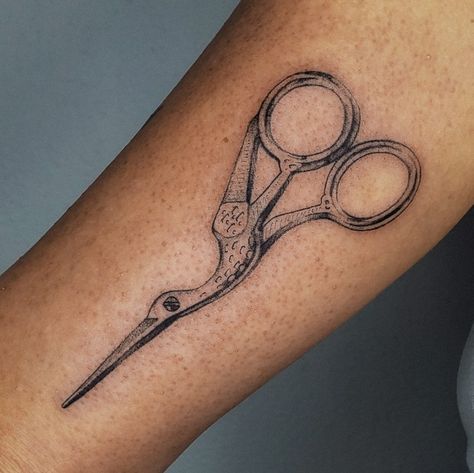 Stork Embroidery Scissors Tattoo, Minimalist Scissor Tattoo, Stork Scissors Tattoo, Crane Scissors Tattoo, Bird Scissors Tattoo, Embroidery Scissors Tattoo, Sewing Scissors Tattoo, Sissor Tattoo, Vintage Scissors Tattoo