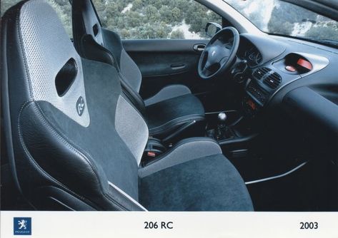 Peugeot 206 RC interior, press photo, Dutch, 2003 Peugeot 206 Interior, 206 Rc, Press Photo, Peugeot 206, Peugeot, Car Seats, Cars, Vehicles