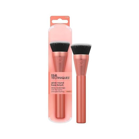 Amazon.com: Real Techniques Glow Round Base Makeup Brush, For Liquid & Cream Makeup, Flat Top Foundation Brush For Buffing & Blending Up Coverage, Dense Synthetic Bristles, Vegan & Cruelty Free, 1 Count : Everything Else Base Makeup, Cream Makeup, Real Techniques, Flat Brush, Foundation Brush, Makeup Base, Flats Top, Makeup Brush, Makeup Brushes