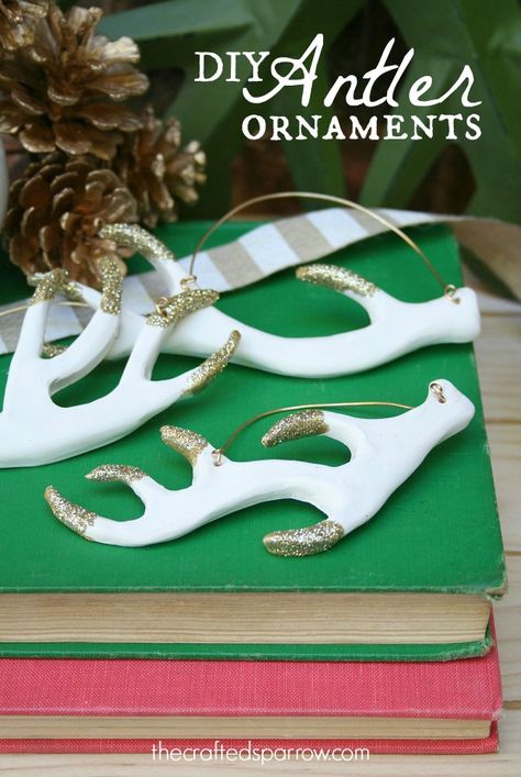 Antler Ornaments, Diy Antler, Hunting Ornaments, Ornament Cookies, Ornament Tutorial, Woodland Christmas, Holiday Diy, Christmas Love, Deck The Halls