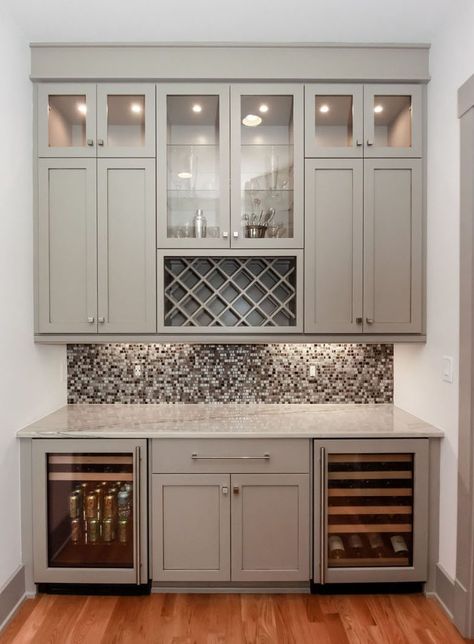 Kitchen Cabinets Butler Pantry, Build Wine Fridge Cabinet, Beverage Drawer In Kitchen, Lower Cabinets With Wine Fridge, Hallway Butlers Pantry Ideas, Butler Pantry Off Dining Room, Butler Pantry Beverage Center, Build In Wine Rack, Butlers Pantry With Ice Maker