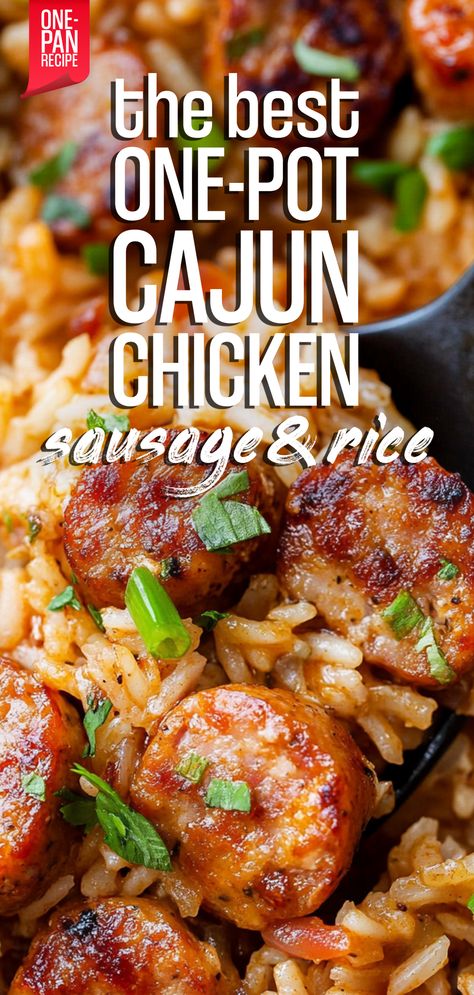 One-Pan Cajun Chicken Sausage & Rice – Chasety Cajun Chicken Fried Rice, Sausage Chicken And Rice, Cajun Chicken Rice Bowl, Cajun Sunday Dinner Ideas, Cajun Chicken Casserole, Cajun Meal Ideas, Chicken Sausage Rice Recipes, Cajun Style Andouille Sausage Recipes, Cajun Dinner Ideas