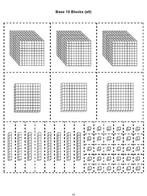 Printable Base Ten Blocks Free, Place Value Blocks Printable, Base 10 Blocks Printable Free, Base 10 Block Activities, Base Ten Blocks Activities, Math Template, Teaching Subtraction, Base 10 Blocks, Math Classroom Decorations