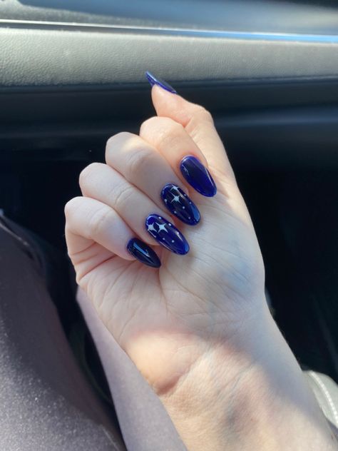 Navy Blue Celestial Nails, Taylor Swift Nails Midnights, Midnight Nails, Taylor Swift Nails, Kawaii Nail Art, Pretty Gel Nails, Star Nails, Kawaii Nails, Prom Nails