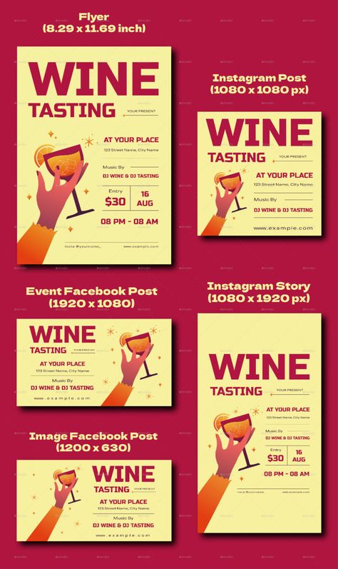 Gradient Wine Tasting Flyer Set Wine Tasting Events, Wine Event, Event Website, Wine Cheese, Street Names, Facebook Posts, Wine Tasting, The Public, Event Design