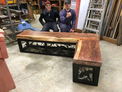 Redwood Slab bench Redwood Slabs, Parking Area, A Secret Garden, Bench Ideas, Garden Gate, Little Garden, Garden Gates, Cabin Decor, Driveway