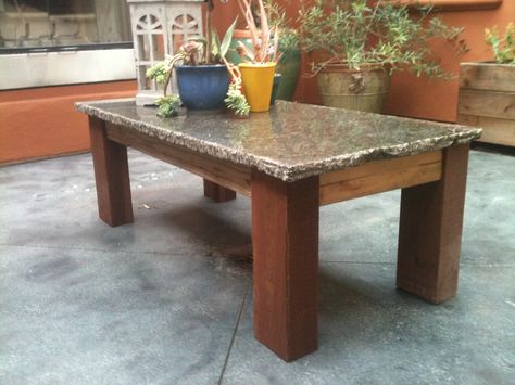 Mian Granite in Charlestown is having a remnant sale. Want to buy a slab 1/2 price make a new coffee table. Something like this Leftover Granite Ideas, Table Base Ideas, Granite Projects, Pub Style Table, Granite Furniture, Granite Remnants, Recycled Granite, Granite Ideas, Granite Coffee Table