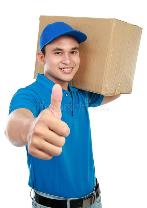 Delivery man thumb up. Smiling delivery man in blue uniform carrying packages wh , #ad, #delivery, #blue, #uniform, #Smiling, #Delivery #ad Delivery Man Photography, Thumbs Up Sign, Thumb Up, Man Photography, Stock Photography Free, Delivery Man, Thumbs Up, Stock Photos, Photographer