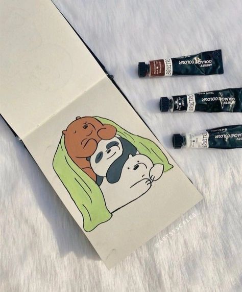 We Bare Bears Cute, We Bare Bear, Bears Cute, Cute Painting, Cute Canvas Paintings, Easy Doodle Art, Easy Doodles Drawings, Cute Doodles Drawings, Small Canvas Art