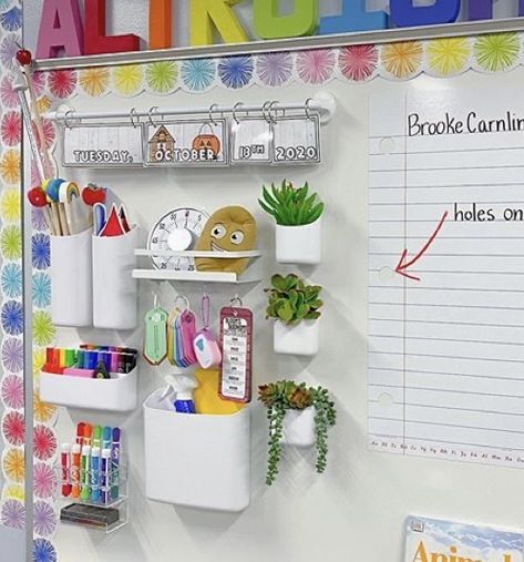 Standard Display Classroom, We Are Going To Have A Colorful Year, Outside Of Classroom Door Decor, Diy Turn In Trays Classroom, Classroom Marker Board Ideas, How To Store Ipads In The Classroom, Lunch Box Area Classroom, Diy Decor For Classroom, Pencil Station Classroom