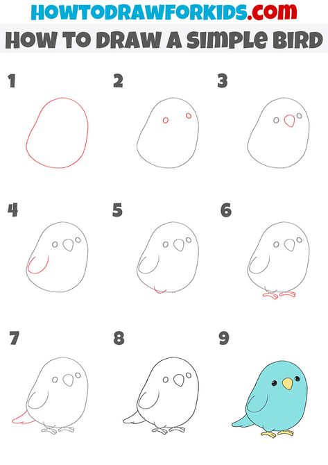 Bird Doodles Simple How To Draw, Small Bird Drawing Simple, Cartoon Bird Drawing Simple, Simple Animal Drawings Step By Step, How To Draw A Bird Step By Step Easy, How To Draw Birds Step By Step Simple, Birds Drawing Simple, How To Draw A Bird Easy, Cute Bird Drawing Simple