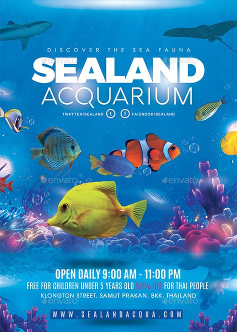 Aquarium Sea Land Flyer #Sea, #Aquarium, #Flyer, #Land Aquarium Poster Design, Aquarium Branding, Fish Poster Design, Shark Posters, Aquarium Poster, Dance Flyer, Face Art Painting, Shop Banner Design, Aquarium Shop