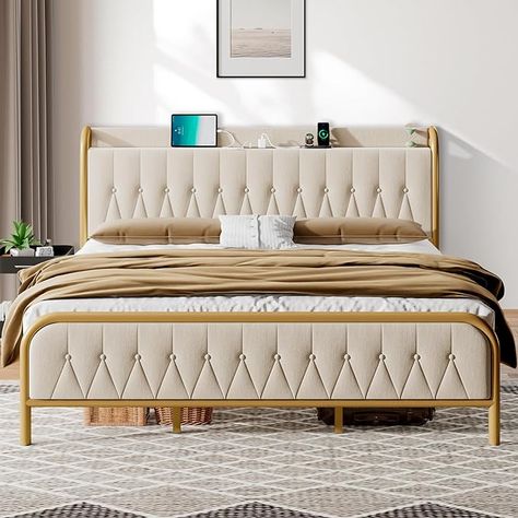 King Size Metal Bed Frame, Underbed Storage, Button Tufted Headboard, Full Size Bed Frame, Full Bed Frame, Queen Size Bed Frames, Platform Beds, King Bed Frame, Queen Bed Frame