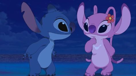 Stitch and Angel Angel Lilo And Stitch, Angel Stitch, Stitch Character, Lilo Y Stitch, Stitch Drawing, Stitch And Angel, Cute Stitch, Cartoon Profile, Arte Disney