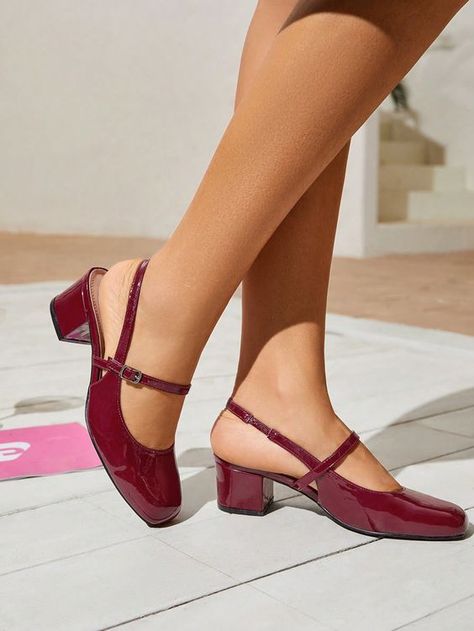 Burgundy Elegant,Fashionable Collar     Embellished   Women Shoes Graduation Heels, Heels Prom, Vacation Shoes, Prom Heels, Strappy High Heels, Shoes Summer, High Heel Pumps, Summer Sale, Summer Shoes